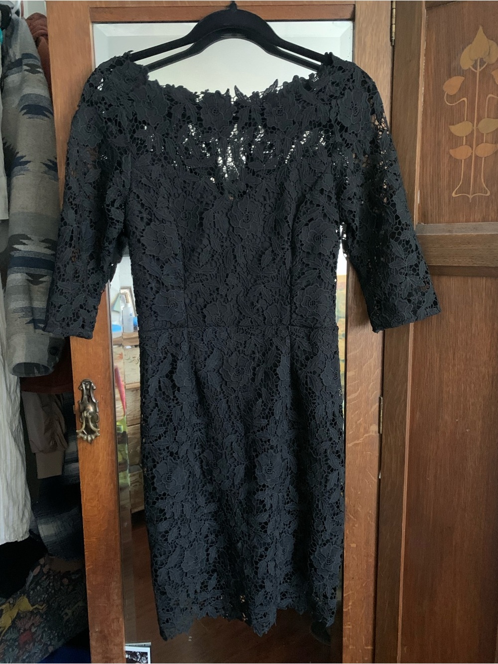 Soieblu Black Floral Lace Midi Dress